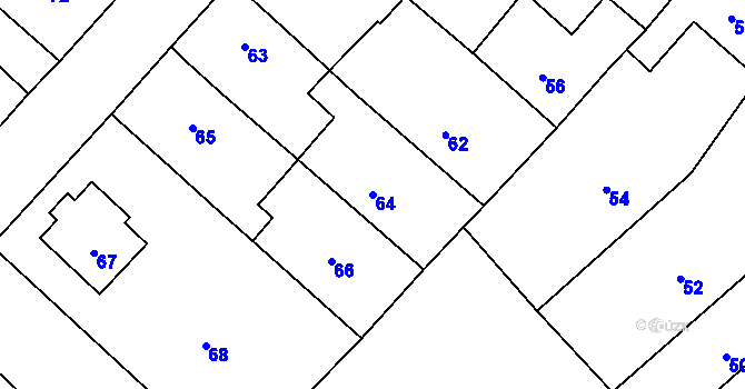 Parcela st. 64 v KÚ Čučice, Katastrální mapa