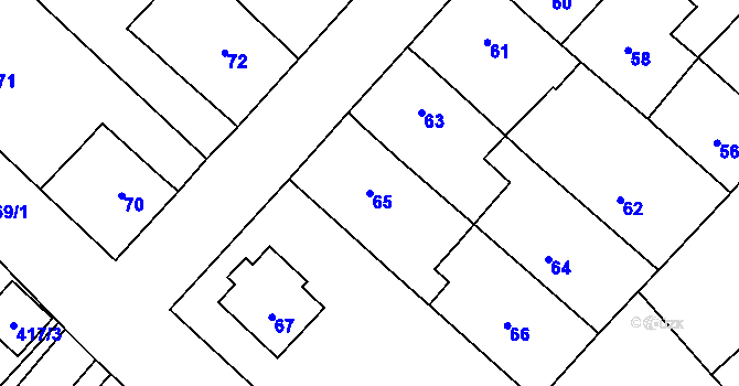 Parcela st. 65 v KÚ Čučice, Katastrální mapa