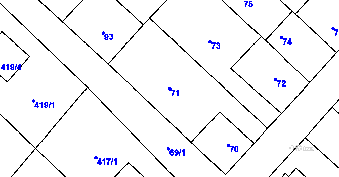 Parcela st. 71 v KÚ Čučice, Katastrální mapa