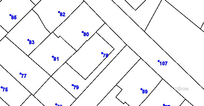 Parcela st. 78 v KÚ Čučice, Katastrální mapa