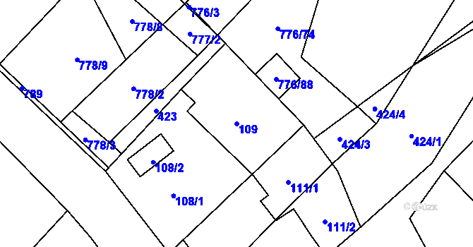Parcela st. 109 v KÚ Čučice, Katastrální mapa