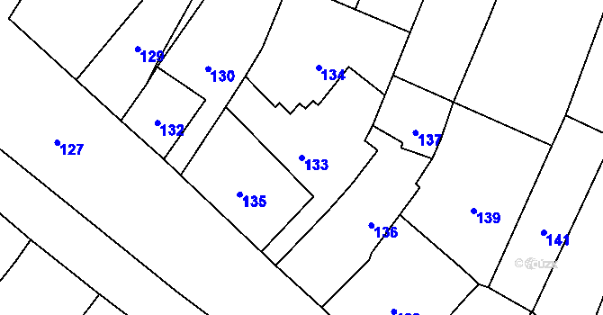 Parcela st. 133 v KÚ Čučice, Katastrální mapa