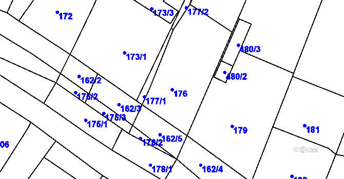 Parcela st. 176 v KÚ Čučice, Katastrální mapa