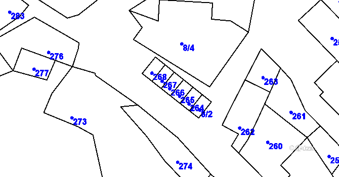Parcela st. 266 v KÚ Čučice, Katastrální mapa