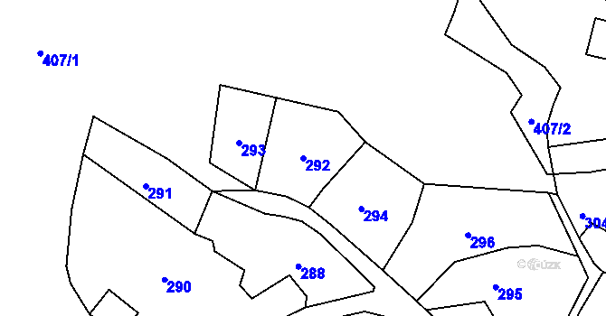 Parcela st. 292 v KÚ Čučice, Katastrální mapa
