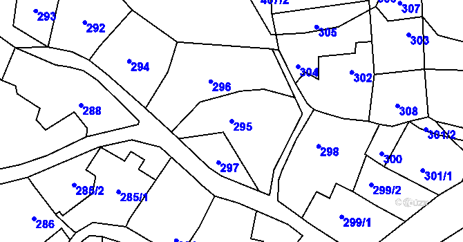 Parcela st. 295 v KÚ Čučice, Katastrální mapa