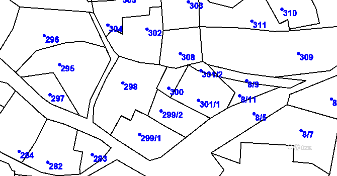 Parcela st. 300 v KÚ Čučice, Katastrální mapa