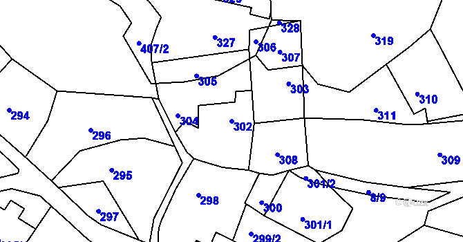 Parcela st. 302 v KÚ Čučice, Katastrální mapa