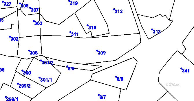 Parcela st. 309 v KÚ Čučice, Katastrální mapa