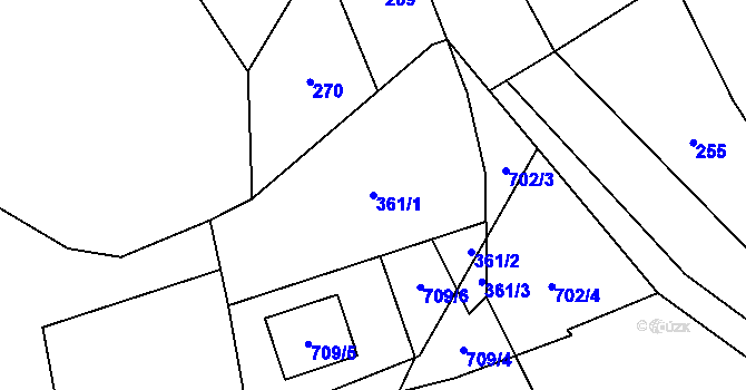 Parcela st. 361/1 v KÚ Čučice, Katastrální mapa