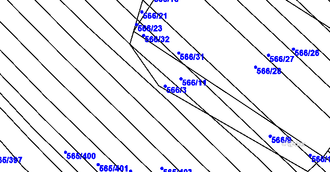 Parcela st. 566/3 v KÚ Čučice, Katastrální mapa