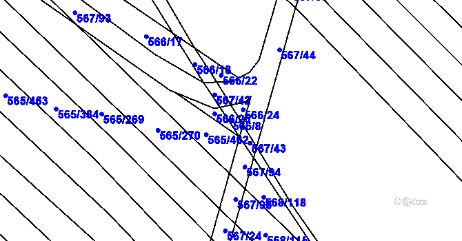 Parcela st. 566/8 v KÚ Čučice, Katastrální mapa
