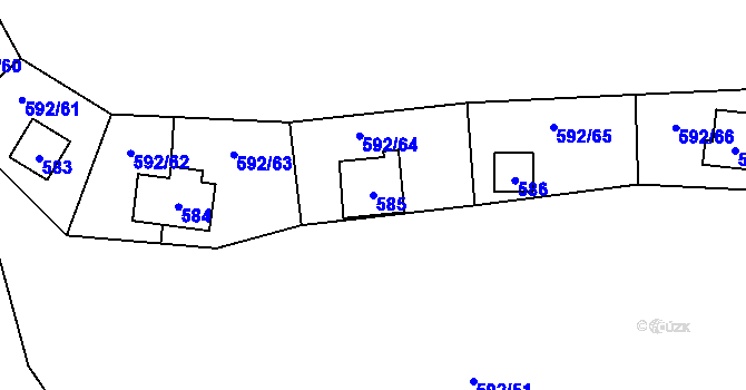 Parcela st. 585 v KÚ Čučice, Katastrální mapa