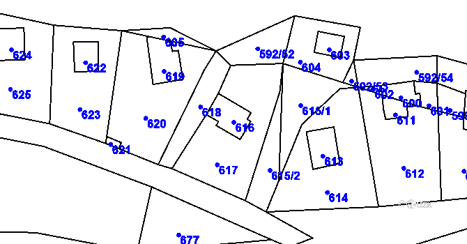 Parcela st. 616 v KÚ Čučice, Katastrální mapa