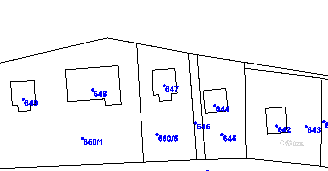 Parcela st. 647 v KÚ Čučice, Katastrální mapa