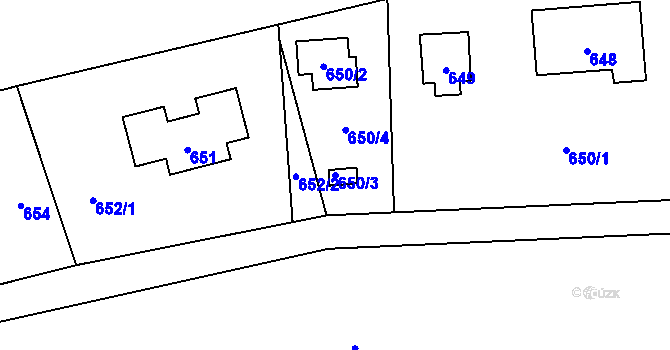 Parcela st. 650/3 v KÚ Čučice, Katastrální mapa