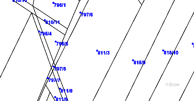Parcela st. 811/3 v KÚ Čučice, Katastrální mapa