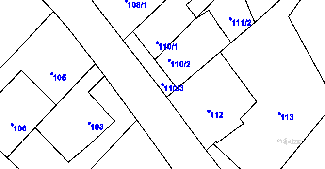 Parcela st. 110/3 v KÚ Čučice, Katastrální mapa