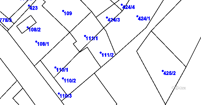 Parcela st. 111/2 v KÚ Čučice, Katastrální mapa