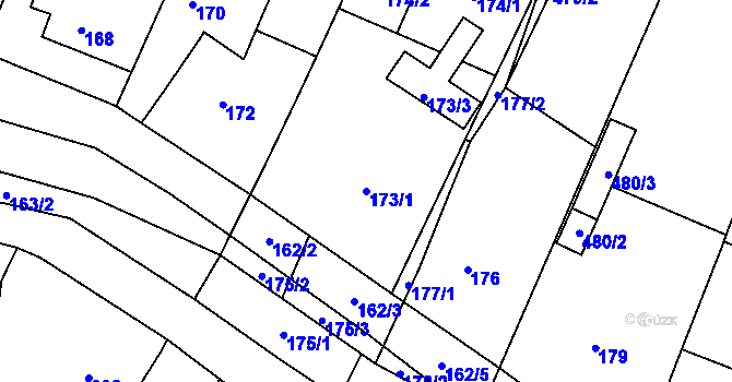 Parcela st. 173/1 v KÚ Čučice, Katastrální mapa