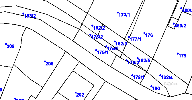 Parcela st. 175/1 v KÚ Čučice, Katastrální mapa