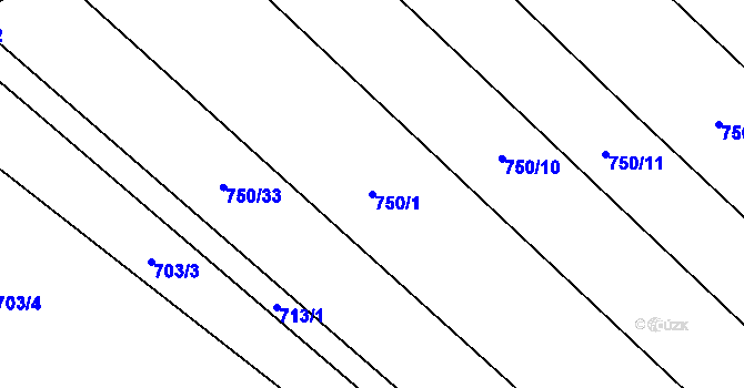 Parcela st. 750/1 v KÚ Čučice, Katastrální mapa