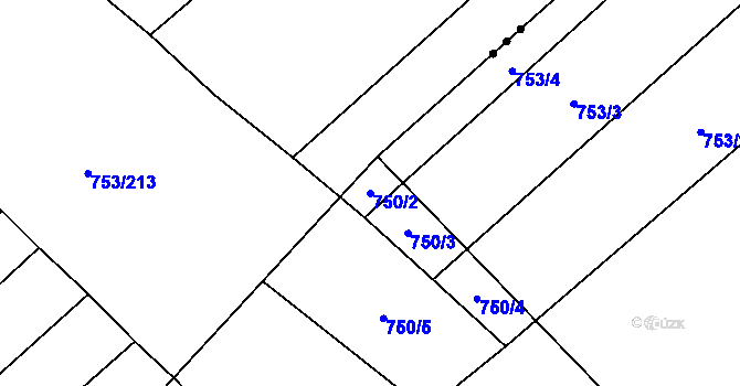 Parcela st. 750/2 v KÚ Čučice, Katastrální mapa