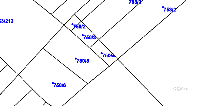 Parcela st. 750/4 v KÚ Čučice, Katastrální mapa