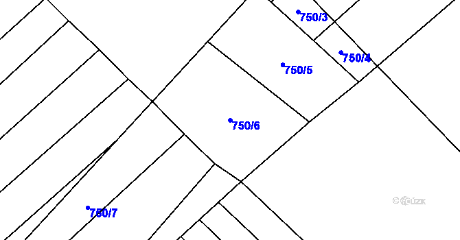 Parcela st. 750/6 v KÚ Čučice, Katastrální mapa