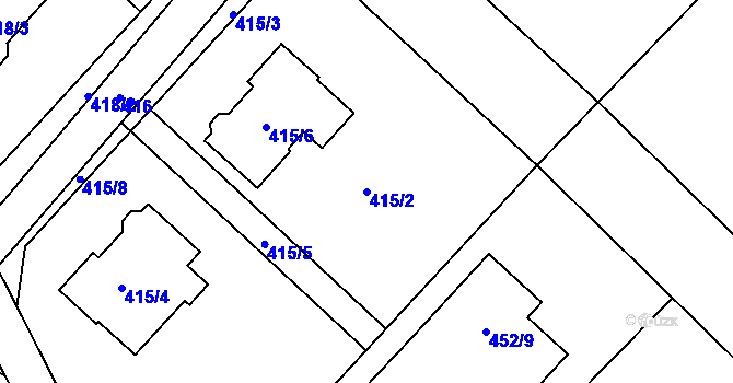 Parcela st. 415/2 v KÚ Čučice, Katastrální mapa