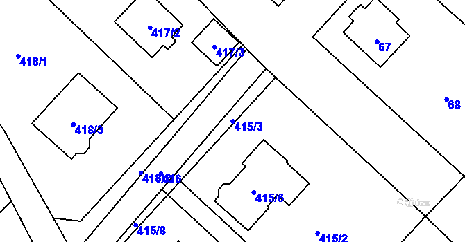 Parcela st. 415/3 v KÚ Čučice, Katastrální mapa