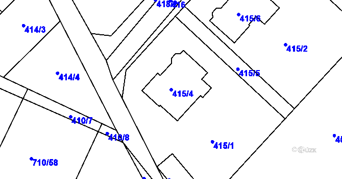 Parcela st. 415/4 v KÚ Čučice, Katastrální mapa