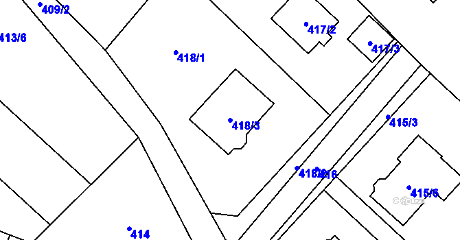 Parcela st. 418/3 v KÚ Čučice, Katastrální mapa
