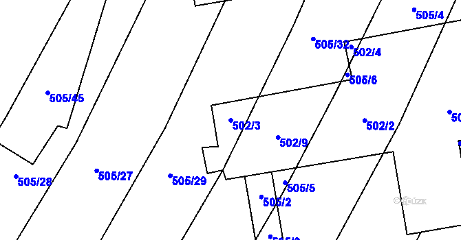 Parcela st. 502/3 v KÚ Čučice, Katastrální mapa