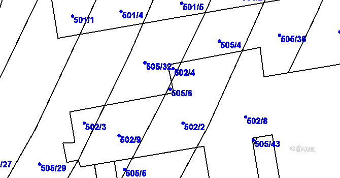 Parcela st. 505/6 v KÚ Čučice, Katastrální mapa