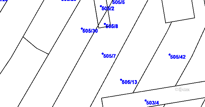Parcela st. 505/7 v KÚ Čučice, Katastrální mapa