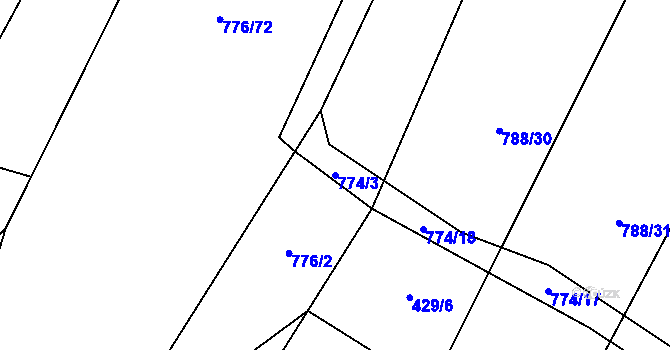 Parcela st. 774/3 v KÚ Čučice, Katastrální mapa
