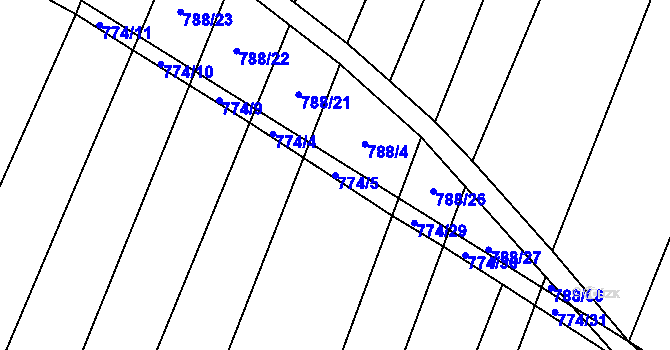 Parcela st. 774/5 v KÚ Čučice, Katastrální mapa