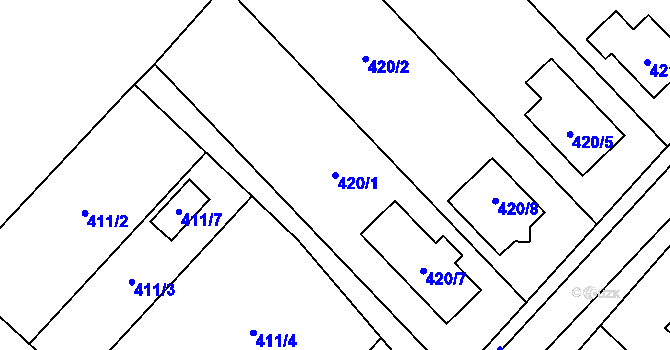 Parcela st. 420/1 v KÚ Čučice, Katastrální mapa