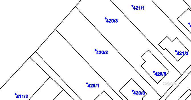 Parcela st. 420/2 v KÚ Čučice, Katastrální mapa