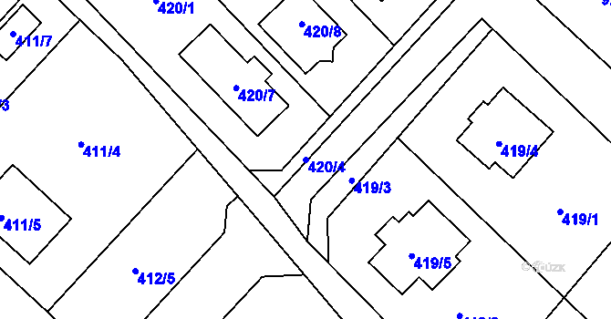 Parcela st. 420/4 v KÚ Čučice, Katastrální mapa