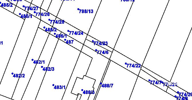Parcela st. 774/6 v KÚ Čučice, Katastrální mapa