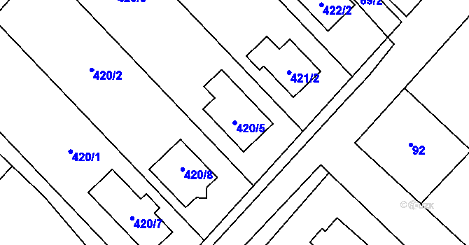 Parcela st. 420/5 v KÚ Čučice, Katastrální mapa
