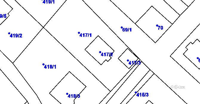 Parcela st. 417/2 v KÚ Čučice, Katastrální mapa