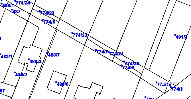 Parcela st. 774/7 v KÚ Čučice, Katastrální mapa