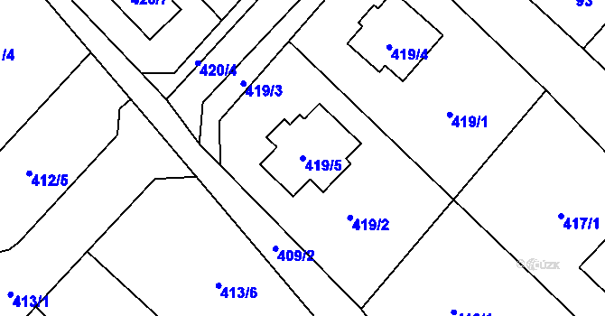 Parcela st. 419/5 v KÚ Čučice, Katastrální mapa