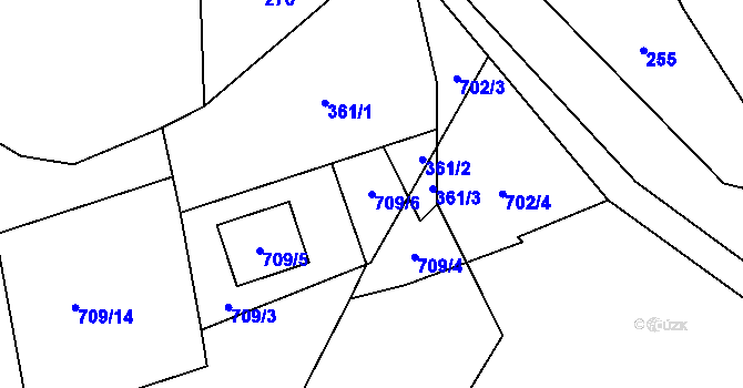 Parcela st. 709/6 v KÚ Čučice, Katastrální mapa