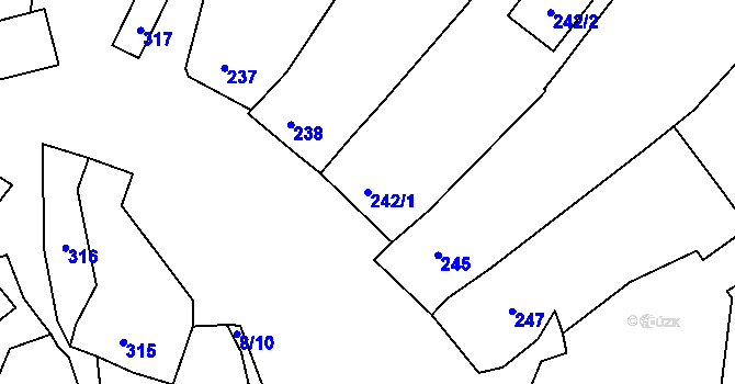 Parcela st. 242/1 v KÚ Čučice, Katastrální mapa