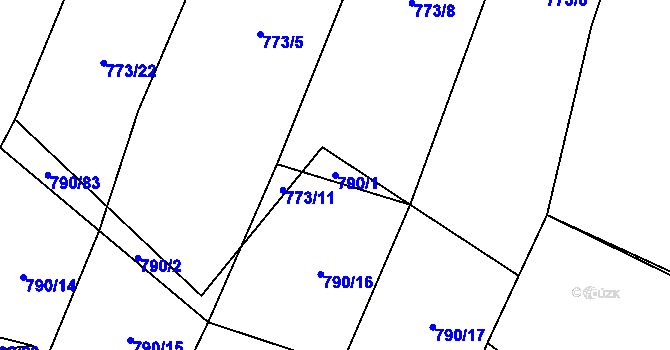 Parcela st. 790/1 v KÚ Čučice, Katastrální mapa