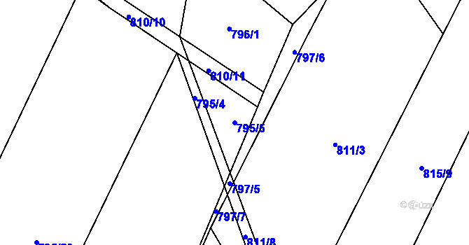 Parcela st. 795/5 v KÚ Čučice, Katastrální mapa